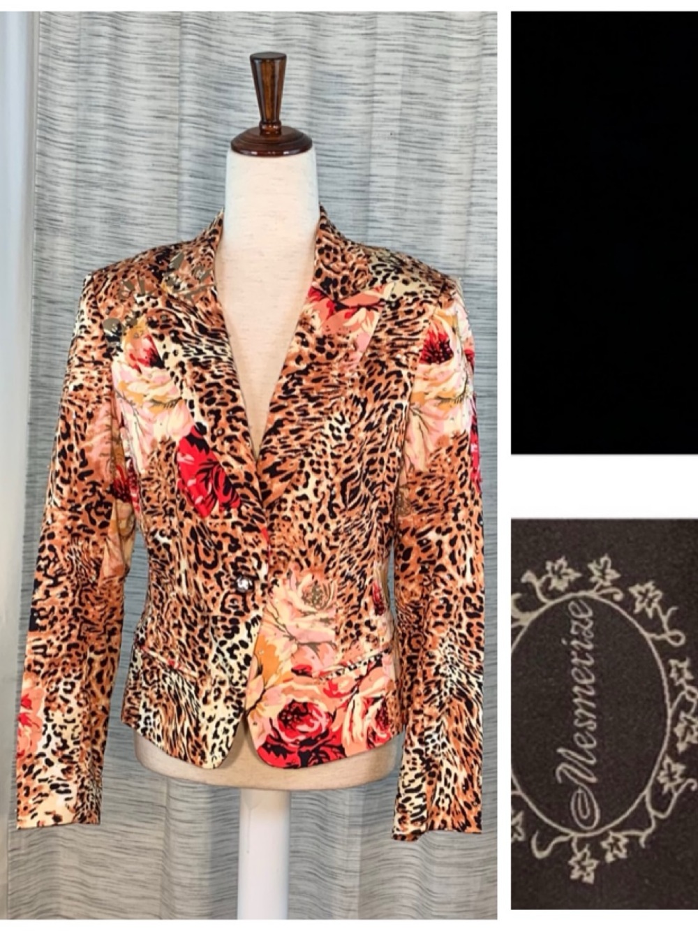Mesmerize multicolored (Orange, pink, red and black) flora and fauna jacket.